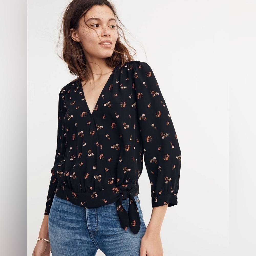 Preloved MADEWELL | wrap top in floral toss | size small